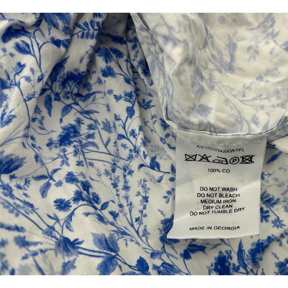 ANOUKI pleated A-line floral skirt Cottagecore Women's Size 8 Blue White Midi - Picture 3 of 5